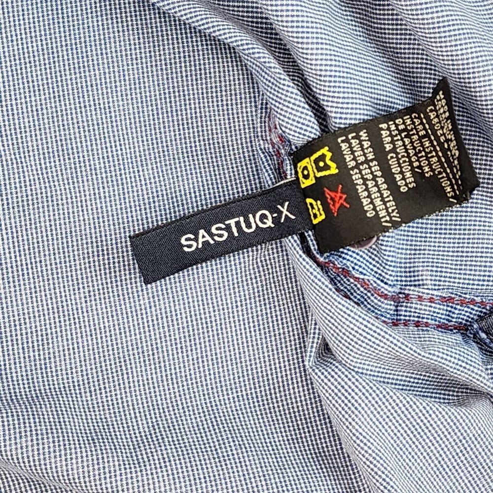 Buffalo David Bitton Mens L SASTUQ-X Blue Denim Look Btn Up Shirt Slim‎ Stretch - Picture 5 of 8